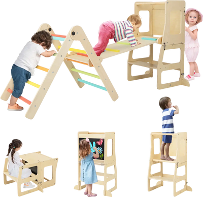 Costway 7-in-1 Toddler Climbing Toy Table & Chair Slide Set 32597814 New