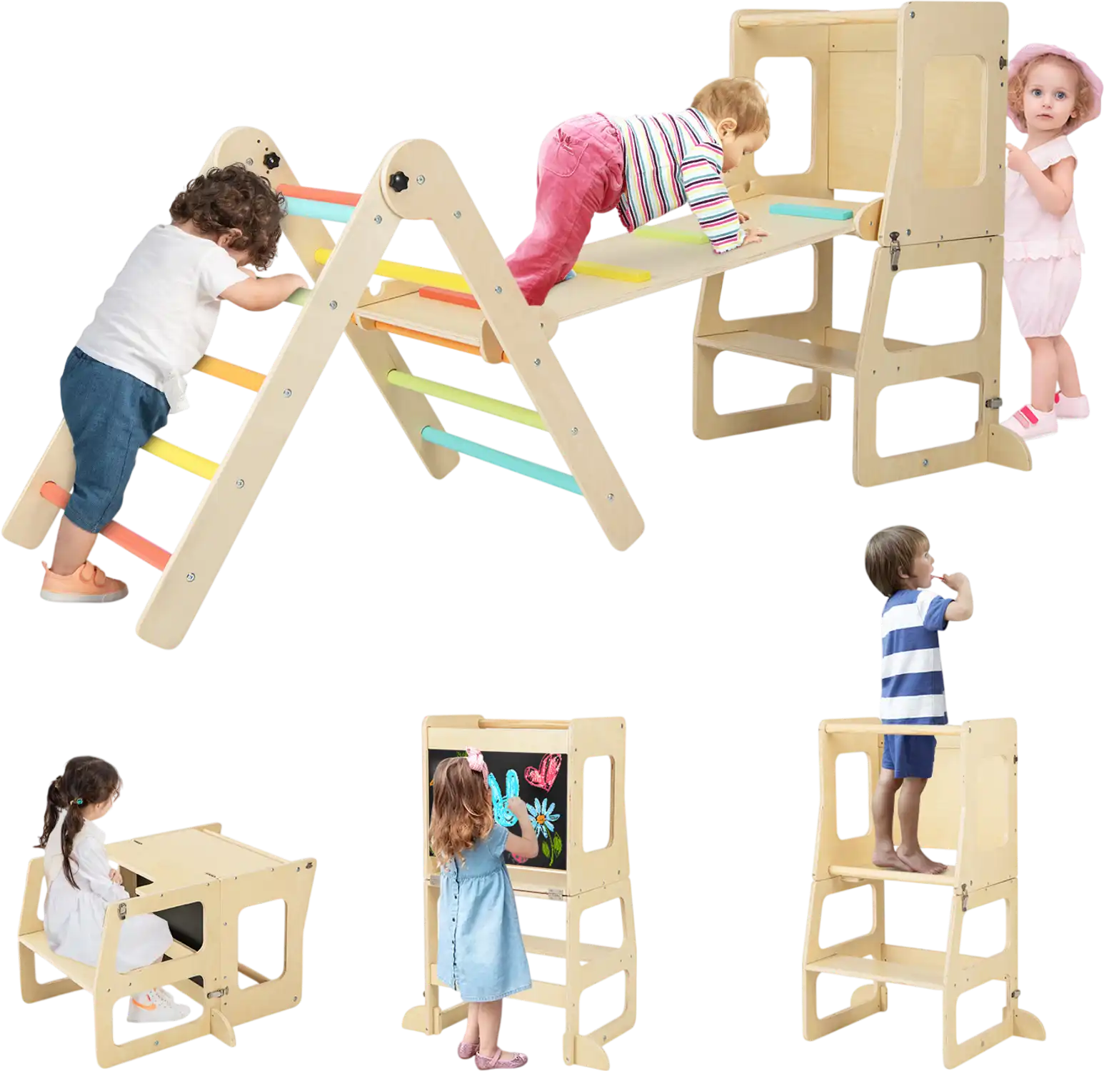 Costway 7-in-1 Toddler Climbing Toy Table Chair Slide Set 32597814 New