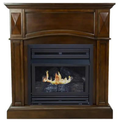 Pleasant Hearth 20,000 BTU 36 in. Compact Convertible Ventless Natural Gas Fireplace in Cherry New