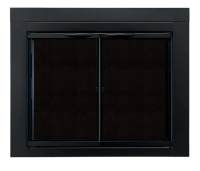 Pleasant Hearth Alpine Medium 32.5 by 37.5 in. Opening Glass Fireplace Doors Black New