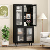70.5 inch Tall Kitchen Pantry Cabinet Cupboard with 4 Transparent Doors-Black - Gallery View 1 of 10