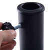 Close-up of the adjustable screw mechanism on a 20 inch outdoor patio half round umbrella base in antique black finish.