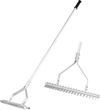 20 Inches Wide Aluminum Lawn Loosening Soil Rake with Long Handle and 19 Curved Tines