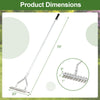 Dimensions of the 20-inch wide aluminum lawn loosening rake with a 70-inch long handle and 19 curved tines for.