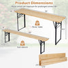 Folding picnic table with benches, made of fir wood and metal, measures 70 inches, perfect for outdoor gatherings.