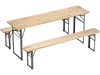 Folding picnic table set with fir wood surface and metal frame, seating 6 for outdoor gatherings in patio or garden.