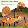 Outdoor dining table set featuring premium acacia wood, ideal for 6, with an adjustable umbrella for optimal shade.