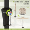 Hassle-free crank handle for the adjustable umbrella of the outdoor dining table set with 10 feet umbrella and base.