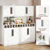 70-inch farmhouse pantry cabinet showcasing easy-to-grip handles and premium metal hinges for stylish and reliable use.