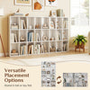 70-inch tall bookshelf with 24 cube storage compartments and adjustable shelves, perfect for living room or home office organization.