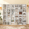 70-inch tall bookshelf showcasing 24 open compartments and a sleek white finish, ideal for organized storage in narrow spaces.