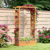 Wooden raised garden bed with lattice trellis, made from natural pine, perfect for vertical plant growth in outdoor.