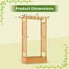Wooden raised garden bed with lattice trellis, measuring 70 inches tall, 43 inches wide, and 17 inches deep for plant.