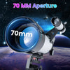 70 mm aperture refractor telescope with adjustable tripod, perfect for observing celestial bodies and wildlife.