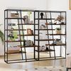 71-inch industrial etagere bookcase with 7 zigzag shelves in rustic brown, ideal for living room or office use.