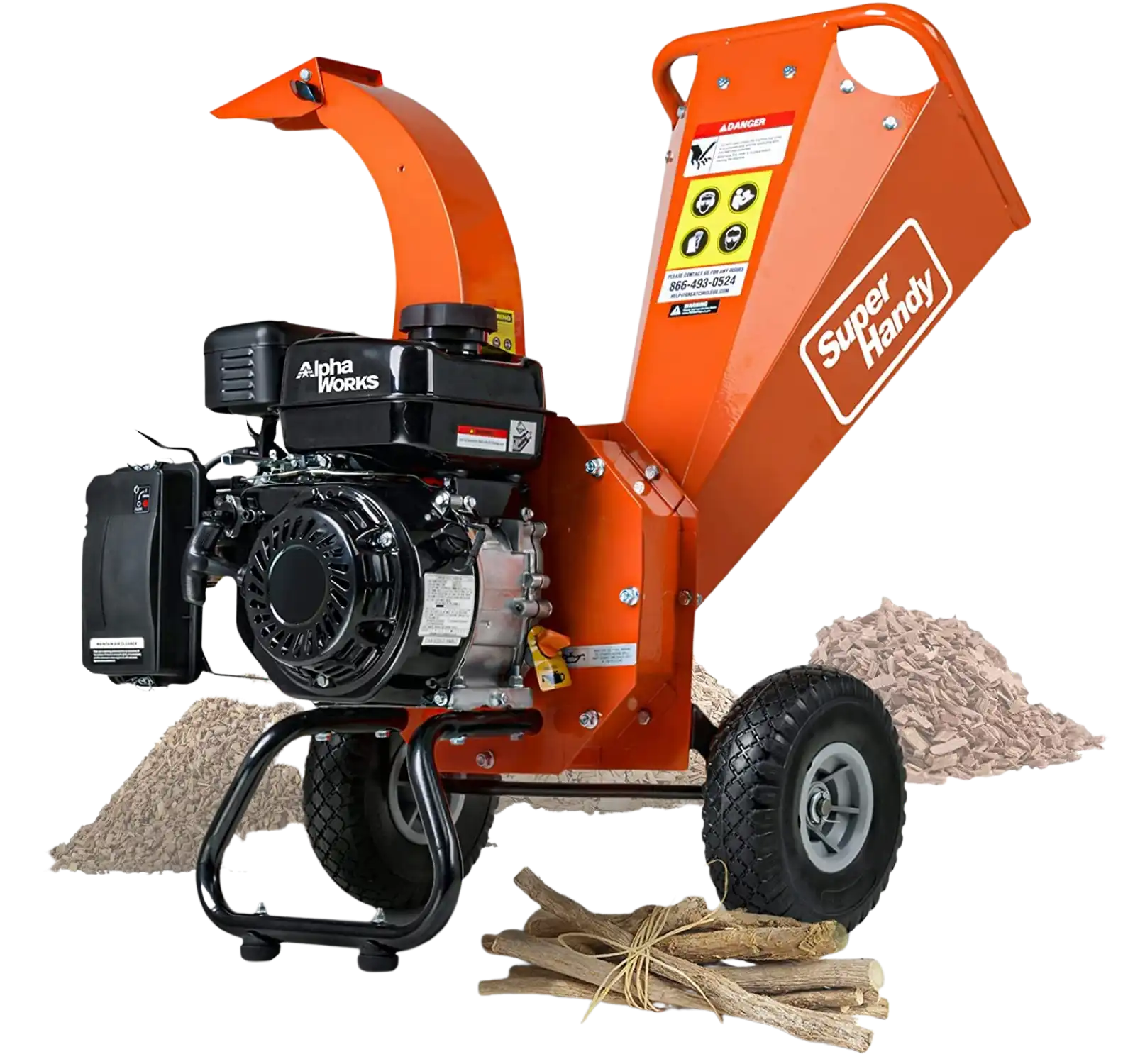 Super Handy GUO035 7HP Compact Design 3 Inch Max Capacity Wood Chipper Shredder Mulcher New