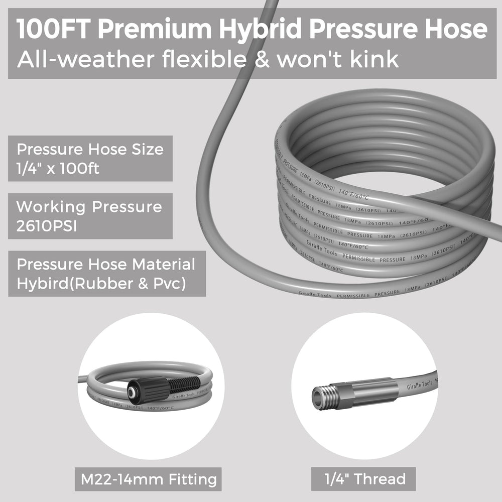Giraffe Tools Pressure Washer Ultra-Soft Hose 100ft New