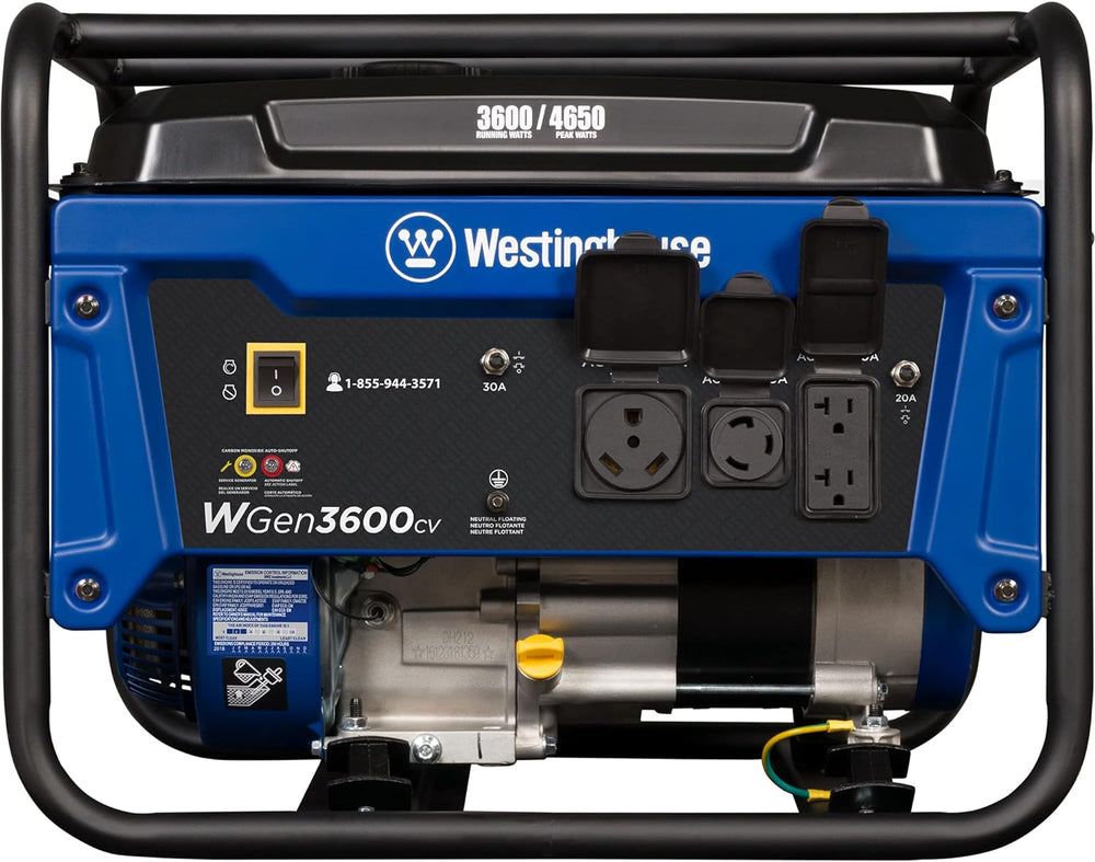 Westinghouse WGen3600c Generator 3600W/4650W 30 Amp Recoil Start Gas with CO Sensor New