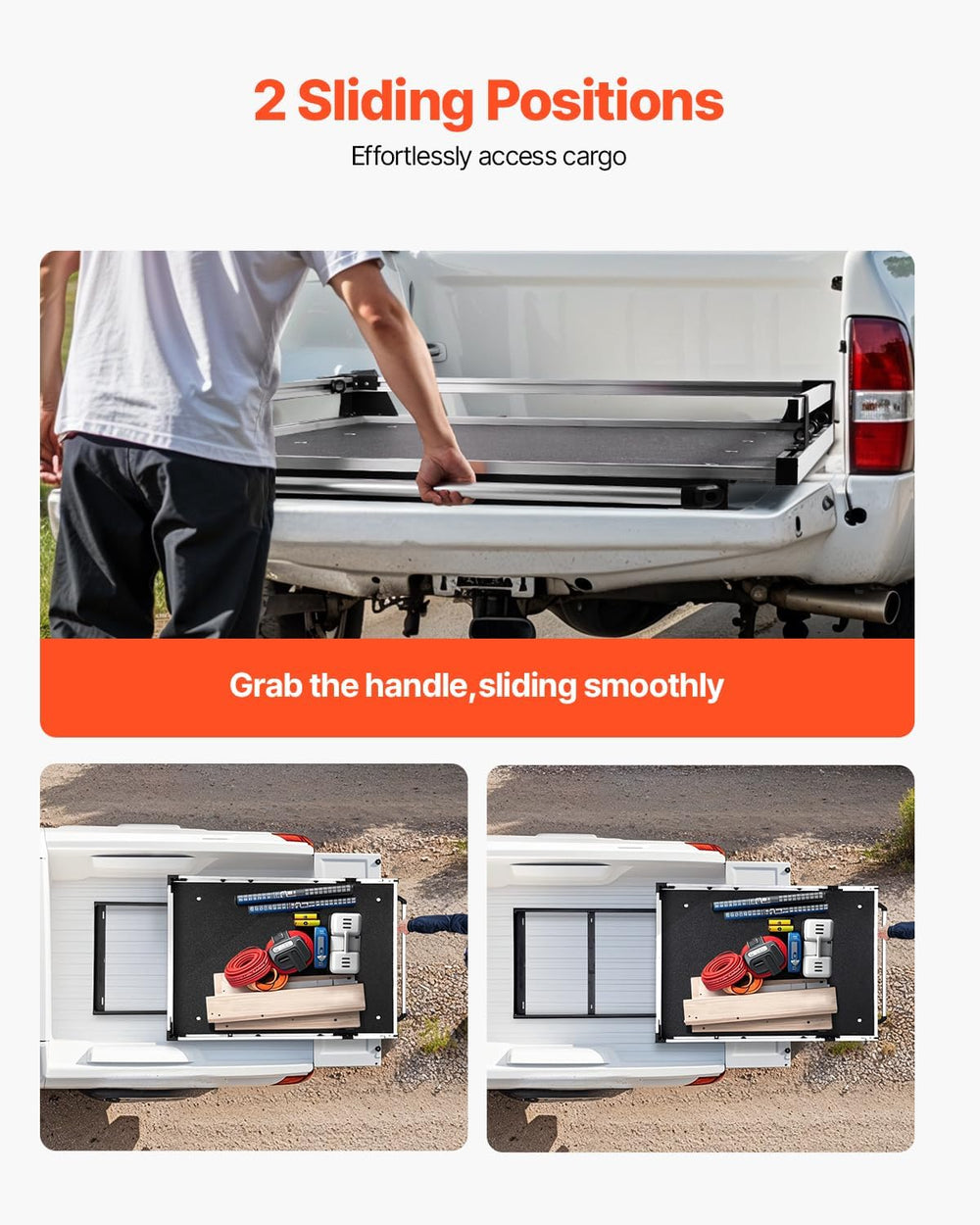 Vevor Truck Bed Organizer 78" x 48" Slide-Out Tray 1,000 lb. Capacity New