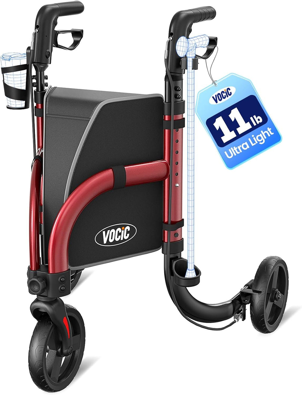 Vocic Z25 Pro Walker 3-Wheel 300 lb. Capacity with Tray New