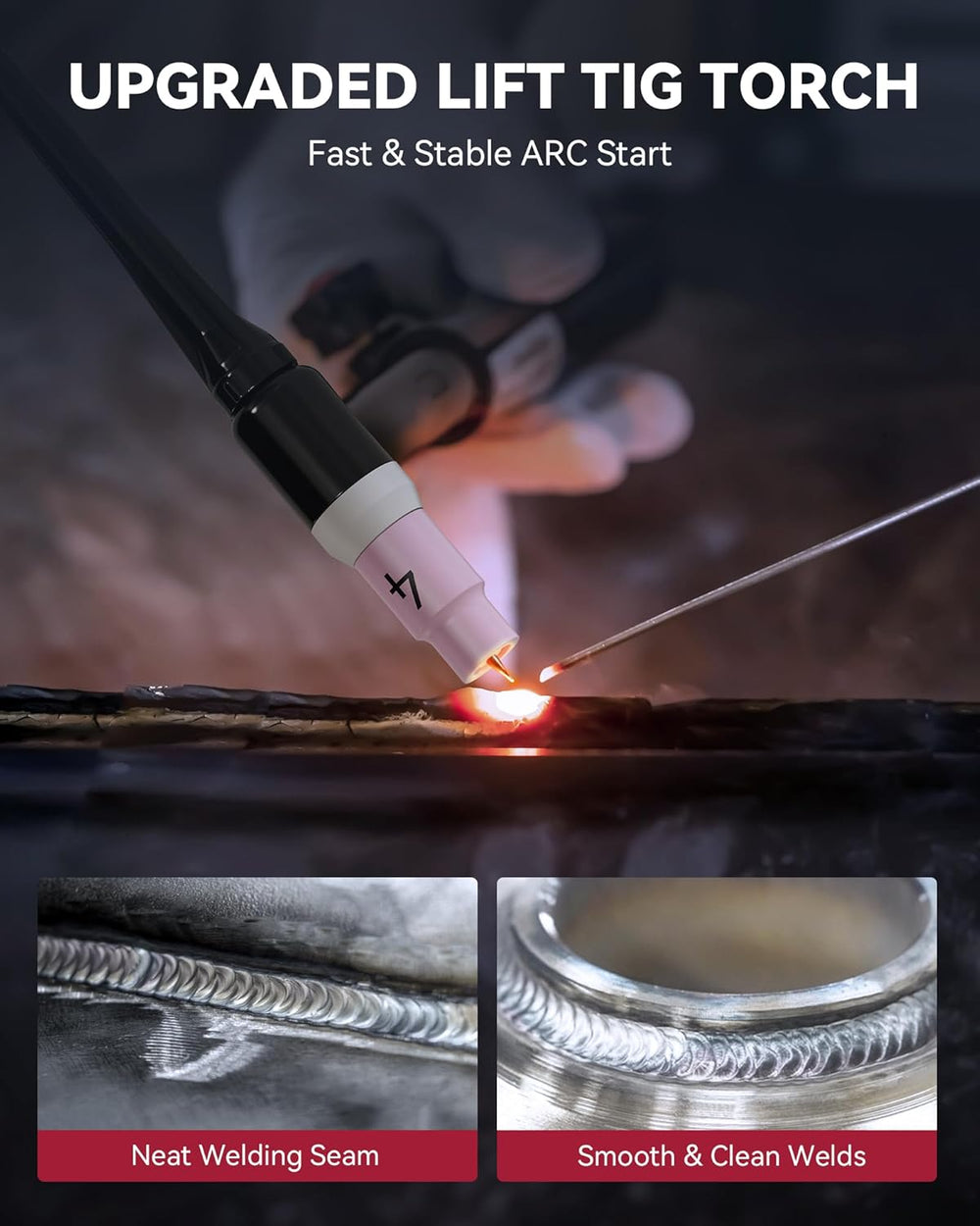 ARCCAPTAIN ARC200L Stick/Lift TIG Welder with Lift TIG Torch Large LED Display 110V/220V Welding Machine