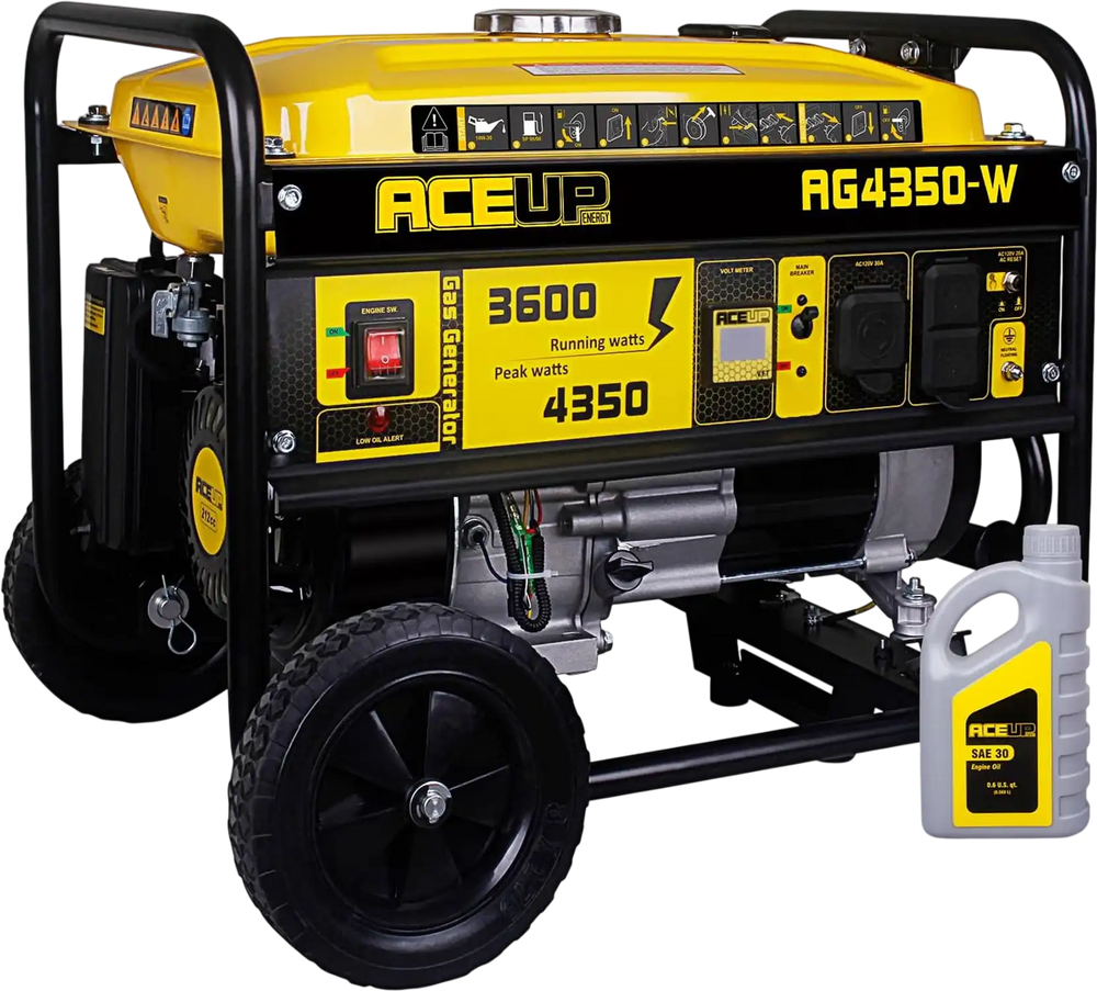 Aceup Energy Portable Generator 4350 Watt Gas Powered Equipment with Wheel Kit & Oil, 4000W Generator EPA & CARB Compliant - AceupEnergy