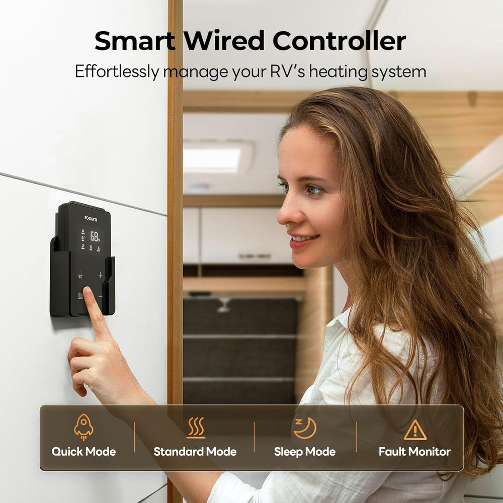 Fogatti RV Furnace 35,000 BTU LP Gas with Smart Wired Controller without Door New