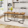 Rustic brown 71-inch dining table for 6-8 people with a sturdy metal frame, ideal for kitchens and dining rooms.