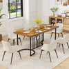 Rectangular 71-inch rustic brown dining table for 6-8 people with a sturdy metal frame, ideal for gatherings.