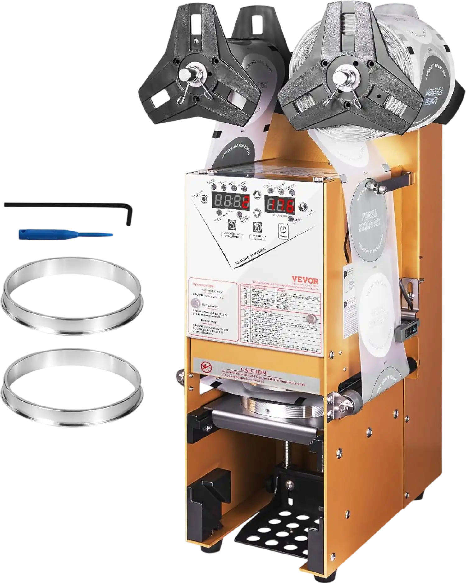 Vevor Automatic Cup Sealing Machine 500-650 Cups/H for 190mm Tall 90/95mm Cup New
