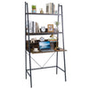 Freestanding 71” high laptop desk with open shelves, brown finish, ideal for home office or study use.