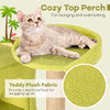 Cozy top perch of the 71-inch cat tree in teddy plush fabric, ideal for lounging and observing surroundings.
