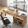71-inch computer table with natural finish, featuring open compartments, drawers, and ample leg space for comfortable.