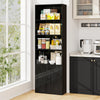 Freestanding black bookshelf with 6 shelves and 2-door cabinet, perfect for stylish storage in any room.