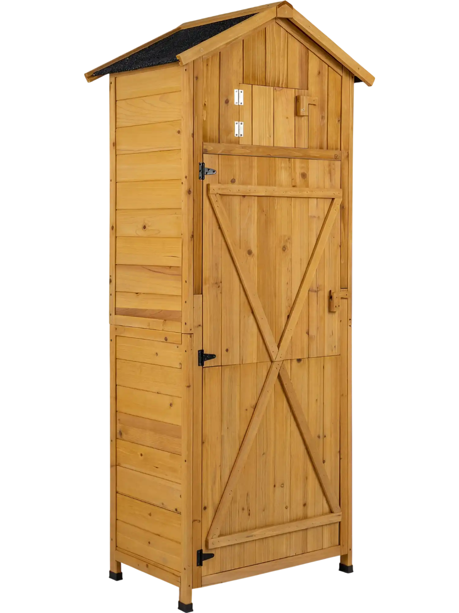 Costway Garden Tool Storage Cabinet Lockable Doors Foldable Table 70