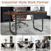 Oval 71-inch rustic brown executive table with cable management hole, ideal for meeting and training rooms.
