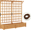 Large wooden planter container with trellis and hanging roof, made of durable fir wood, ideal for climbing plants and.