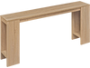 71-inch long console table in natural finish with storage, perfect for hallway organization and farmhouse style.