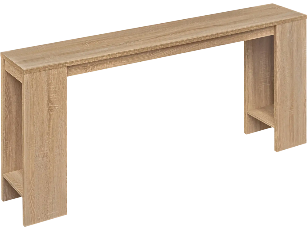 71-inch long console table in natural finish with storage, perfect for hallway organization and farmhouse style.