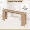71-inch long console table with natural wood grain, featuring storage space for hallway organization and stable support.