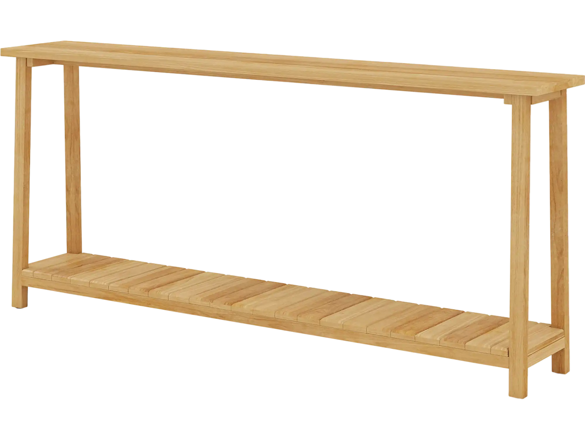 Costway 2-Tier Farmhouse Console Sofa Table w/ Storage Shelf Teak Wood Frame 65832772 New