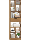 Tall freestanding bookcase with 10 open cubes and a drawer in natural finish, perfect for stylish storage solutions.