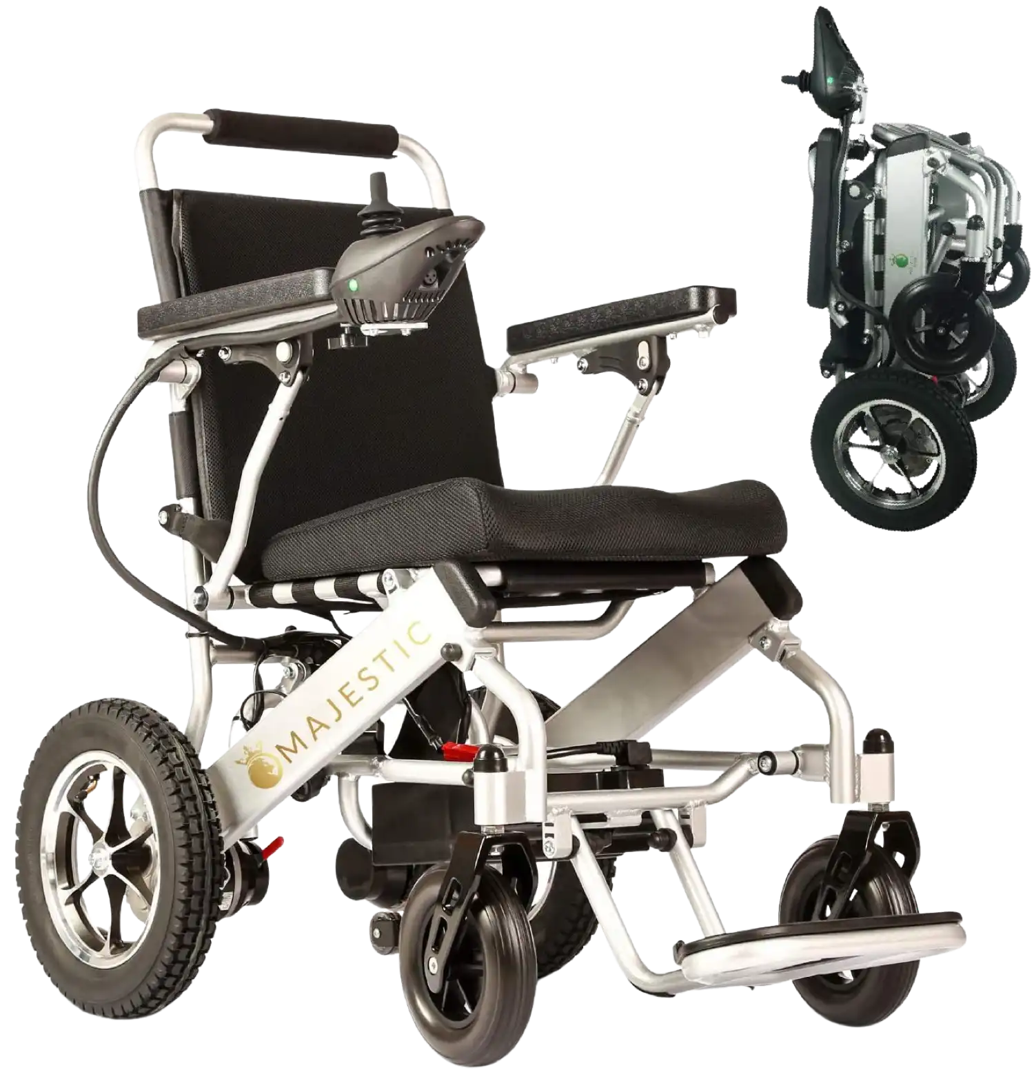 ComfyGO 601-7001 Majestic Fold & Travel Lightweight Electric Power Heavy Duty Wheelchair Scooter Silver New