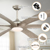 Parrot Uncle 72" Jaydn Ceiling Fan Farmhouse Style with Lighting and Remote Control New