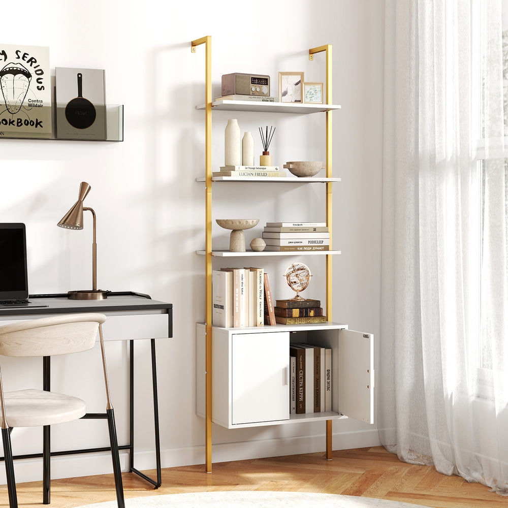 72.5 Inch Tall Bookshelf with Cabinet Anti-Tipping Kits and Metal Frame-White - Gallery View 1 of 9