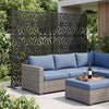 Freestanding black fence panel with hollow-carved design, 72"H x 48"W, ideal for enhancing privacy in outdoor spaces.
