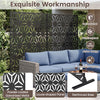Freestanding 72"H x 48"W black fence panel with louver-shaped design, made of rust-resistant galvanized metal for.