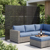 Freestanding 72"H x 48"W black decorative divider screen with louver design, perfect for enhancing outdoor privacy.