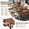 Rectangular 72-inch walnut dining table with a 2-bottle wine rack, spacious for 5-7 people, ideal for dining rooms.