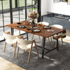 Rectangular 72-inch walnut dining table with 2-bottle wine rack, suitable for 5-7 people in a modern kitchen setting.
